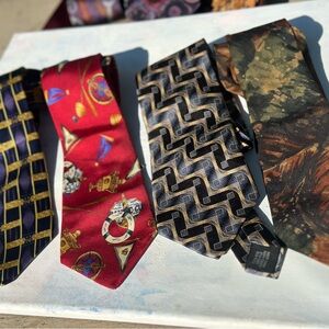 Elegant Red, Black Dark Blue Multicolor Patterned 100% Real Silk Ties Collection